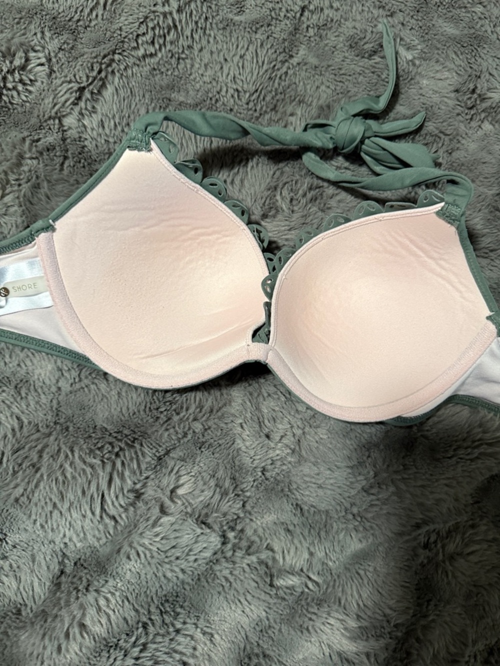 Scalloped Cutout Halter Bikini Top in Sage Green - Picture 5 of 7